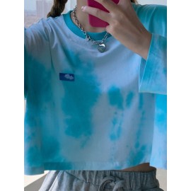 Women's T Shirt Splash Ink O Neck Long Sleeve Top