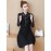 Women's Aline Dress O Neck Tie Long Sleeve Polka Dot Patchwork Midi Dress