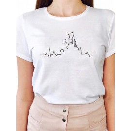 Women's T-Shirt O Neck Short Sleeve Print Casual Top