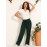Women's 2 Pieces Set V Neck Short Sleeve T Shirt Letter Wide Leg Pants Set