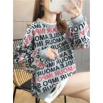 Women's Sweatshirt Letters Pattern One Piece Layer Look Loose Sweatshirt