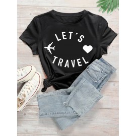 Women's Tee O Neck Short Sleeve Letter Print Leisure Top
