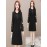 Women's A Line Dress Long Sleeve Lace Patchwork Embroidery Zipper Midi Dress