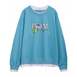 Women's Sweatshirt Cartoon Round Neck Letters Pattern Sweatshirt