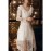 Women's Evening Dress Long Sleeve Lace V Neck High Waist Dress
