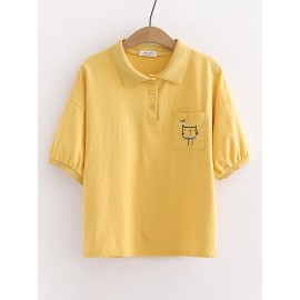 Women's Polo Shirt Loose Casual Fashion Turn Down Collar Top