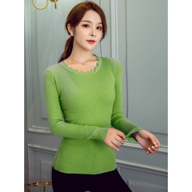 Women's Sweater Long Sleeve O Neck Solid Color Slim Knitwear