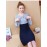 Women's A-Line Dress Lace Patchwork Flare Sleeve Bow Midi Dress
