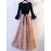Women's Evening Dress Lace Patchwork Flare Sleeve Bow Graceful Long A-Line Dress
