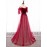 Women's Evening Dress Slash Neck Patchwork Elegant Bride Red Dress