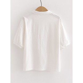 Women's Polo Shirt Loose Casual Fashion Turn Down Collar Top