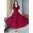 Women's Aline Dress Fashion Hollow Out Temperament Short Sleeve Elegant Chiffon V-Neck Lace Dress