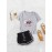 Women's 2 Pieces O Neck Cartoon Print T Shirt Waist Drawstring Shorts