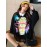 Women's Sweatshirt Letters Pattern Lace Hem Fashion Loose Sweatshirt