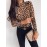 Women's Tee Long Sleeve Leopard Pattern Slim Fit Glamorous Top
