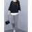 Women's 2 Pieces Set O Neck Three Quarters Patchwork T Shirt Loose Casual Straight Pants