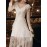 Women's Evening Dress Long Sleeve Lace V Neck High Waist Dress