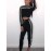 Women's 2 Pieces Pants Set Long Sleeve Top Patchwork Trousers Set