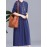 Women's A-line Dress Long Sleeve Causal Loose Midi Dress