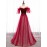 Women's Evening Dress Slash Neck Patchwork Elegant Bride Red Dress