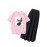Women's 2 Pieces Set O Neck Cartoon Print Short Sleeve Solid Color Aline Skirt Set