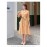 Women's A-line Dress Solid Color Long Sleeve Drawstring Waist Graceful Midi Dress