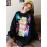 Women's Sweatshirt Letters Pattern Lace Hem Fashion Loose Sweatshirt