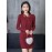 Women's Sweater Dress Tie Neck Solid Color Long Sleeve Mini Pencil Dress