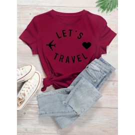Women's Tee O Neck Short Sleeve Letter Print Leisure Top