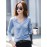 Women's Tee V Neck Long Sleeve Solid Color Slim Fit Basic Top