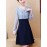 Women's A-Line Dress Lace Patchwork Flare Sleeve Bow Midi Dress