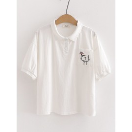 Women's Polo Shirt Loose Casual Fashion Turn Down Collar Top