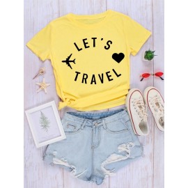Women's Tee O Neck Short Sleeve Letter Print Leisure Top