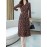 Women's A-Line Dress Long Sleeve V Neck Colorful Midi Dress