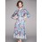 Women's Aline Dress Long Sleeve Floral Print Tie Neck Graceful Dress