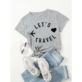 Women's Tee O Neck Short Sleeve Letter Print Leisure Top