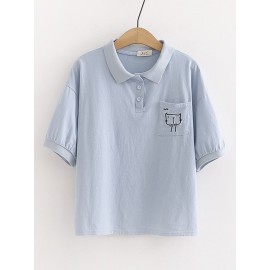 Women's Polo Shirt Loose Casual Fashion Turn Down Collar Top