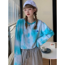 Women's T Shirt Splash Ink O Neck Long Sleeve Top