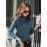 Women's Tee Letter Pattern Turtleneck Long Sleeve Slim Fit Top