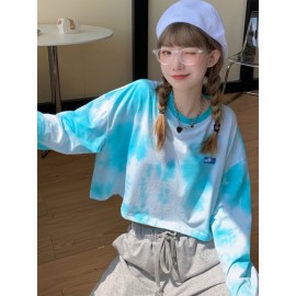 Women's T Shirt Splash Ink O Neck Long Sleeve Top