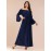 Women's Aline Dress Pleated Flare Sleeve Slash Neck Arabian Dress