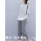 Women's 2 Pieces Set O Neck Three Quarters Patchwork T Shirt Loose Casual Straight Pants