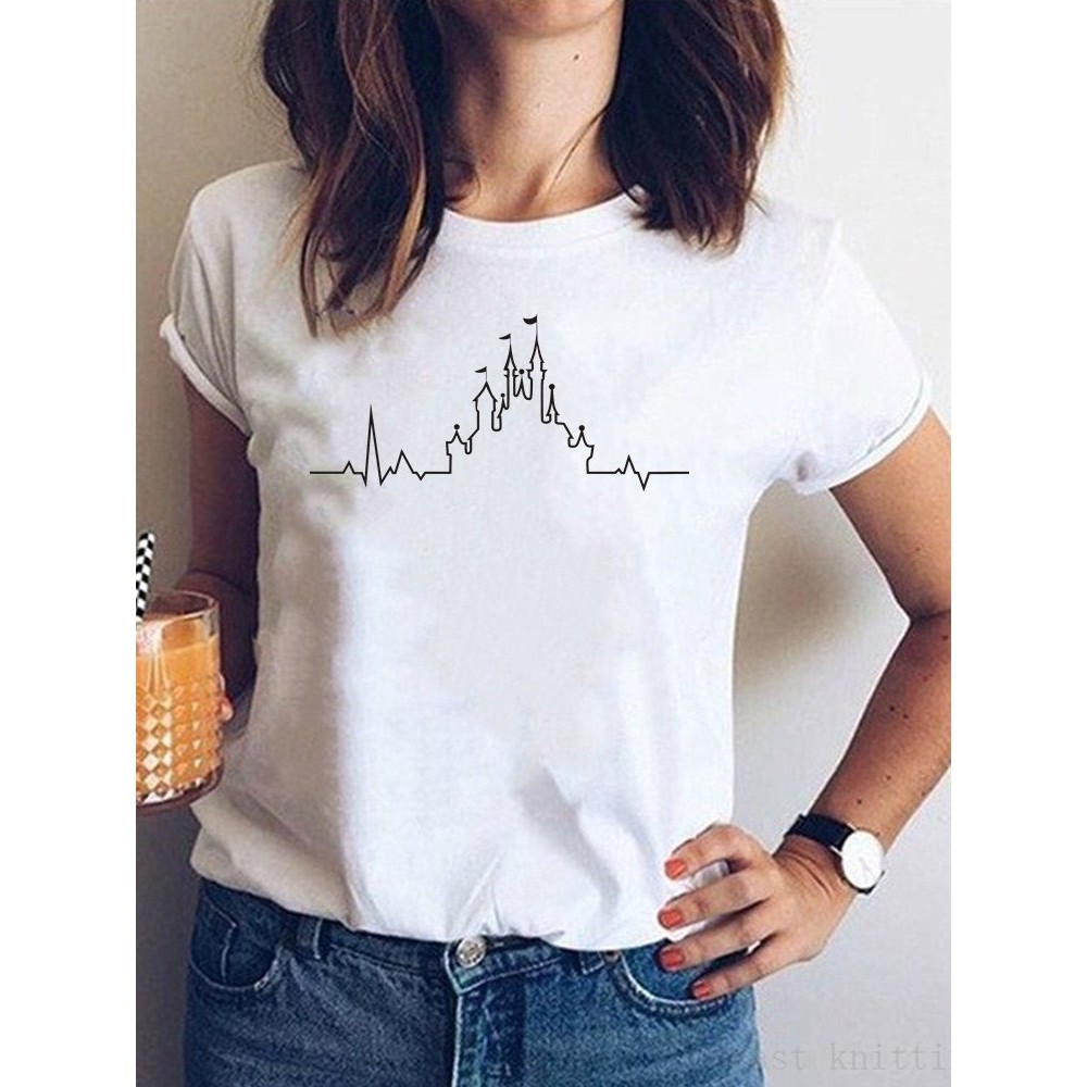 Women's T-Shirt O Neck Short Sleeve Print Casual Top