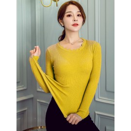 Women's Sweater Long Sleeve O Neck Solid Color Slim Knitwear