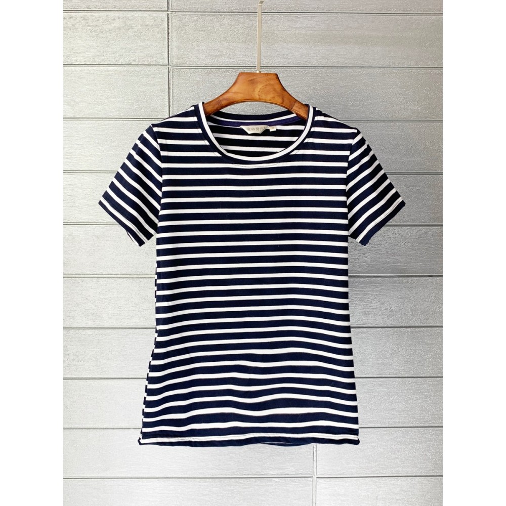 Women's T Shirt Fashion Striped Short Sleeve Casual Top
