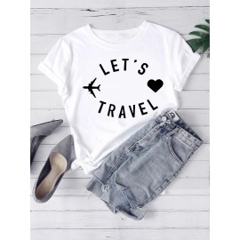 Women's Tee O Neck Short Sleeve Letter Print Leisure Top