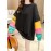 Women's Sweatshirt Color Block Letter Pattern Loose Trendy Sweatshirt