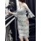 Women's Evening Dress Hollow Shoulder Flare Sleeve Sequins Tassel Midi Party Dress