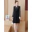 Women's Aline Dress O Neck Tie Long Sleeve Polka Dot Patchwork Midi Dress