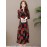 Women's A line Dress Long Sleeve V Neck Floral Print Midi Dress
